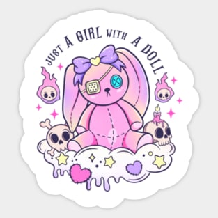 Just A Girl With A Doll - Whimsical Tee Sticker